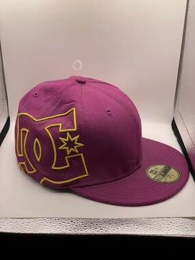 Vintage DC Shoes x New Era 59FIFTY Fitted Hat Purple Yellow Size 7 5/8